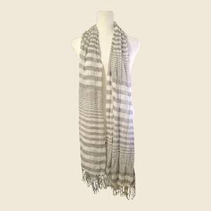 Sheer gray and white scarf